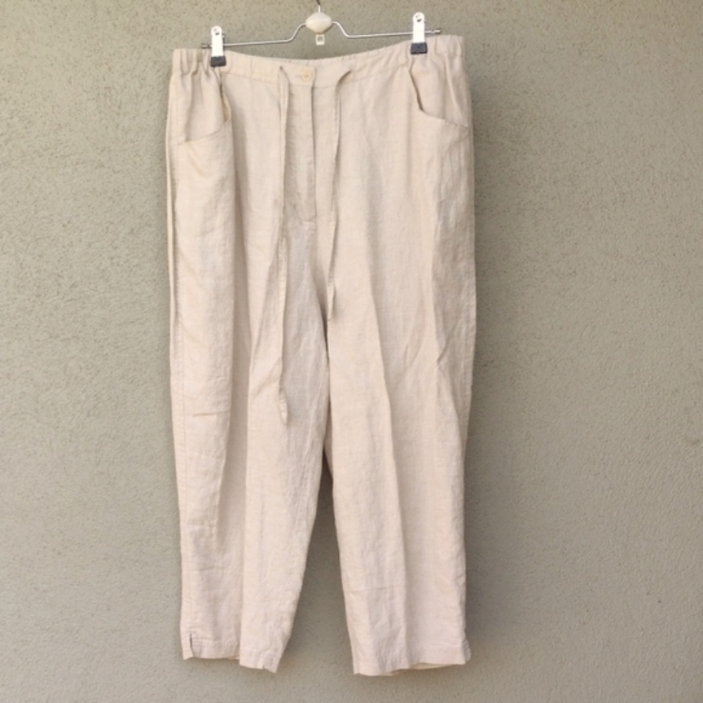 Cherokee Oatmeal Linen Cropped High-rise Pants Women's 18W